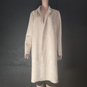Marc New York OPEN JACKET MICROSUEDE cream ivory off-white pale beige Size Large